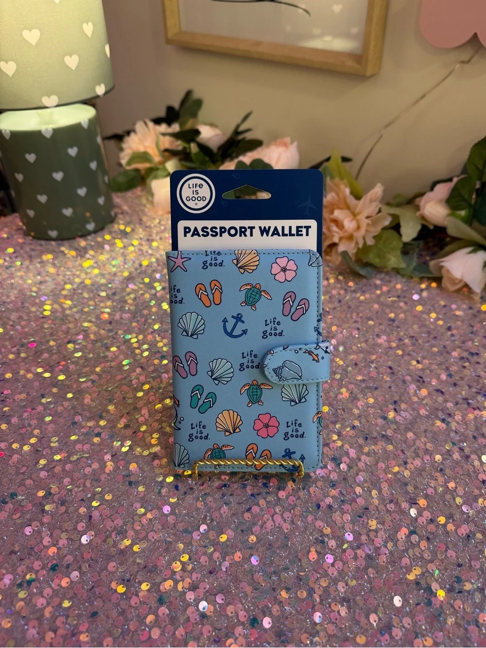 Life Is Good Passport Wallet - Beach Themed Pattern - NWT